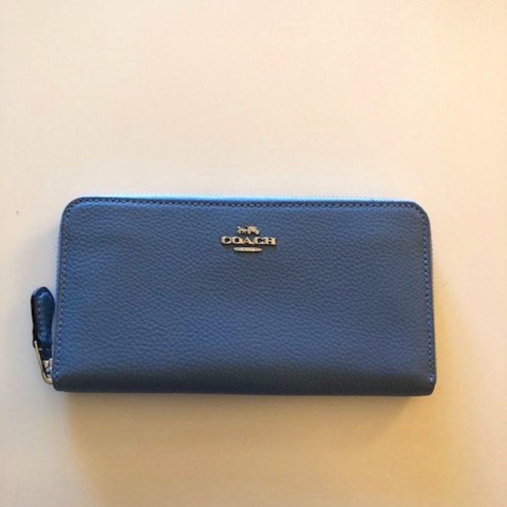 Coach Pebble Leather Zip Around Long Wallet